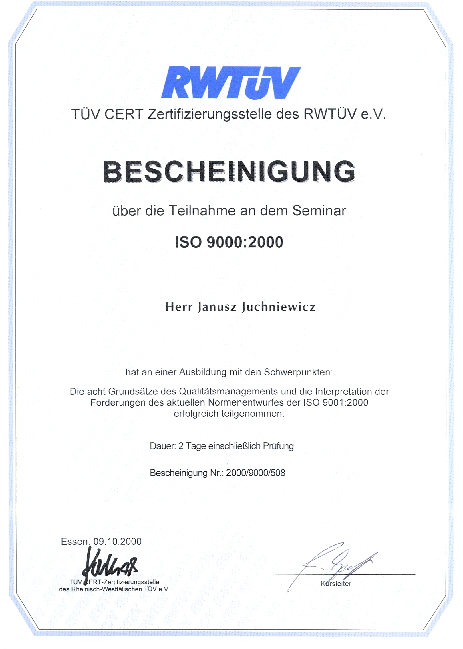 Szkolenie ISO 9001:2000